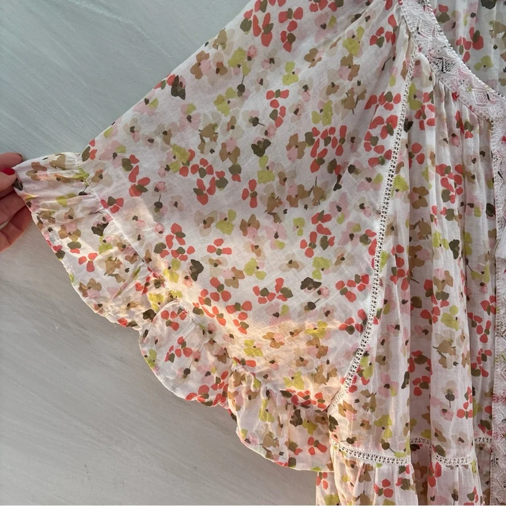 J. Jill Floral Peasant Blouse in Pink, Olive & Coral - Picture 6 of 14